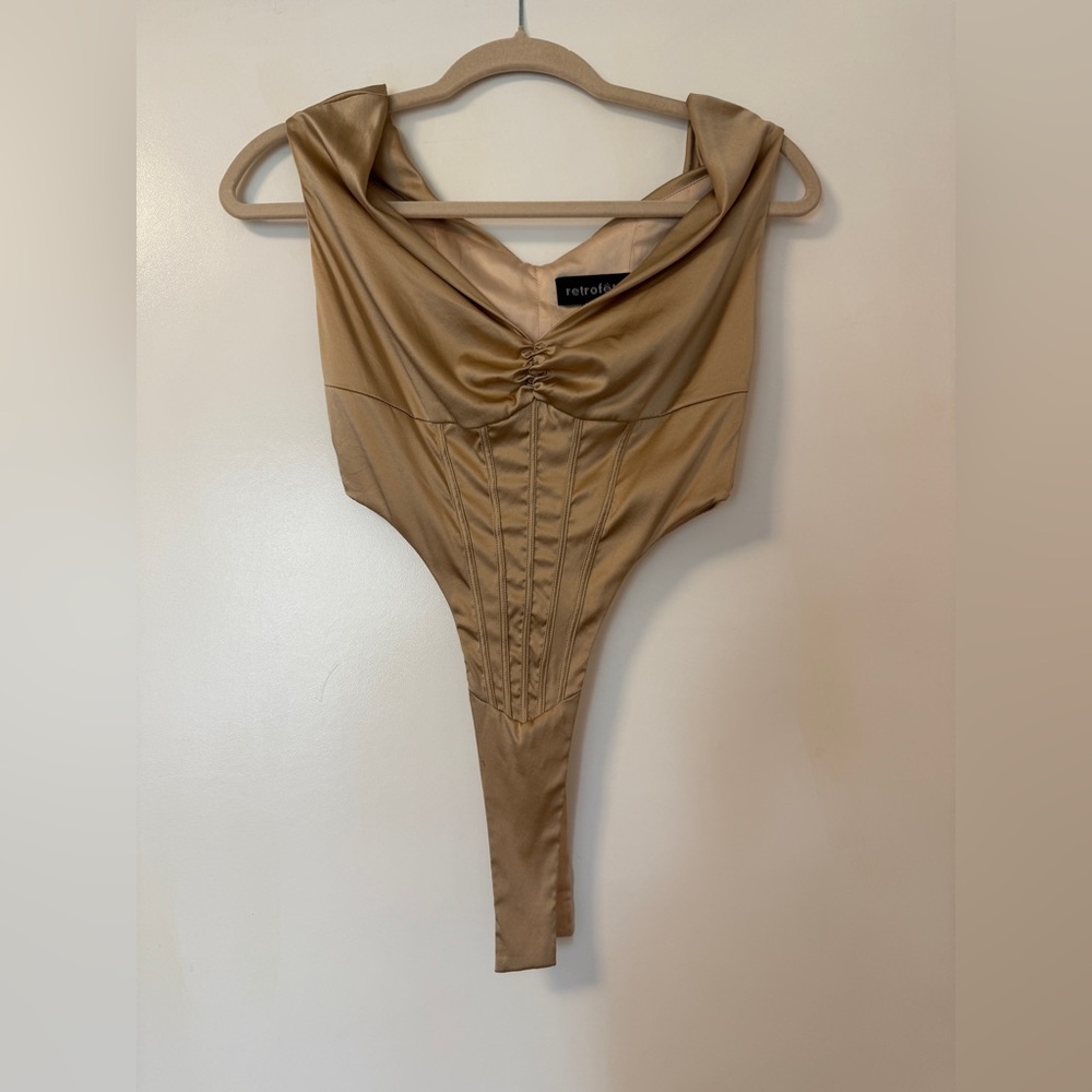 Retrofete Rozik silk bodysuit xs nude